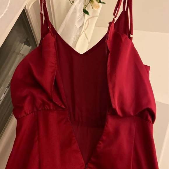 LULUS Red Satin Ruffle Mini Dress - Picture 4 of 10